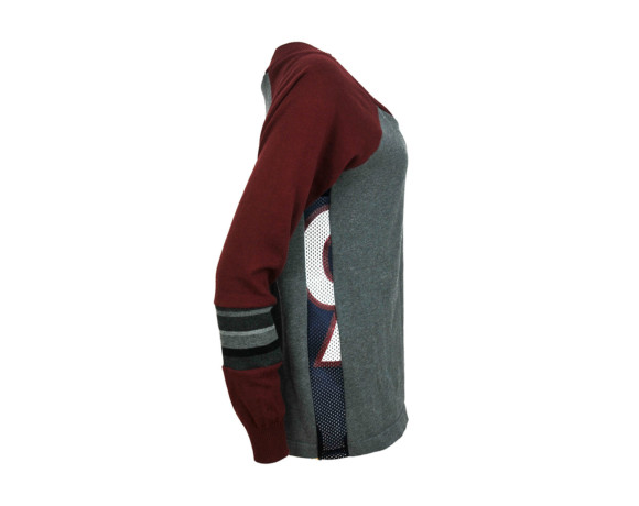 Maroon sleeve soft raglan sweater with mesh side panels. Size large.